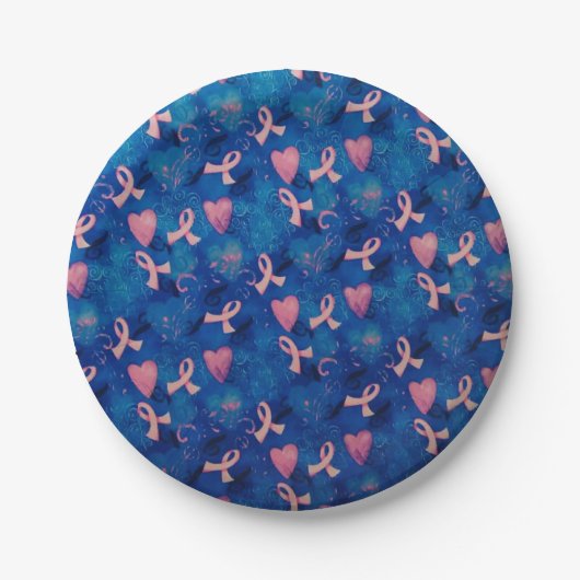 Rosa Ribbons und rosa Herz Teller (Vorderseite)