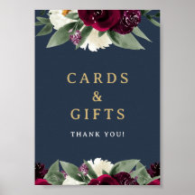 ROSA Rich Burgundy Floral Navy Cards und Geschenke