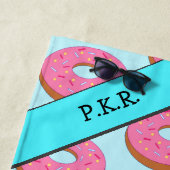 Rosa Ring Donut Motif - Fügen Sie Ihren Namen / In Strandtuch (Beispiel)