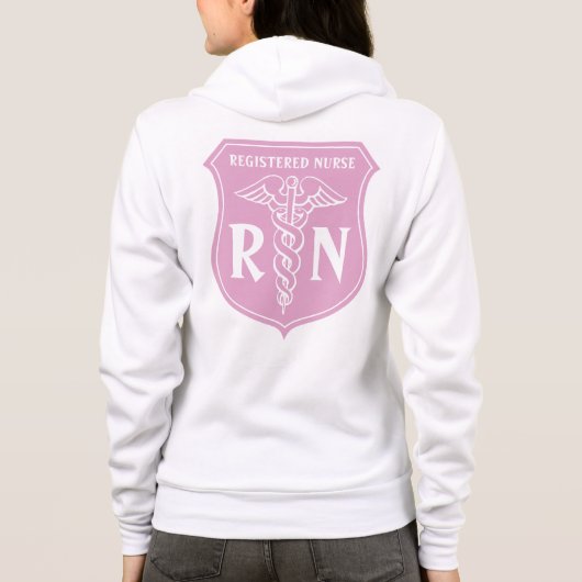 Rosa RN-Krankenschwester Hoodie mit Caduceussymbol (Rückseite)