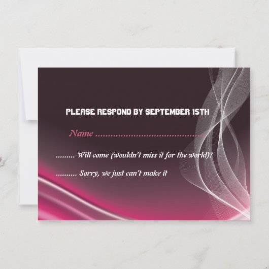 Rosa Road Biker Hochzeit RSVP Antwortkarte Einladung (Rückseite)