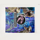 Rosa Roaring T rex Hintergrund Wandteppich (Vorderseite (Horizontal))