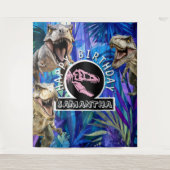 Rosa Roaring T rex Hintergrund Wandteppich (Vorderseite)