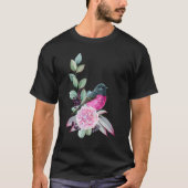 Rosa Robin Bird auf Eukalyptus-Vogelbeobachter T-Shirt (Vorderseite)