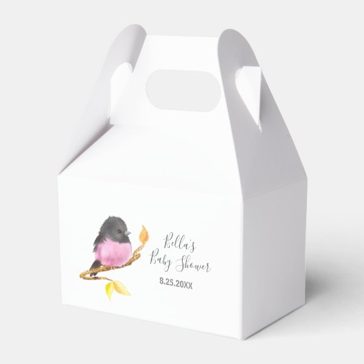 Rosa Robin Bird Baby Dusche Geschenkschachtel (Vorderseite)