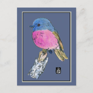 Rosa Robin Colorful Small Bird Postkarte