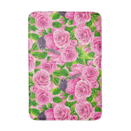 Rosa Robin und Rose Badematte (Vorderseite Vertikal)