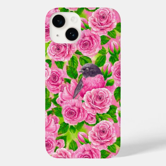 Rosa Robin und Rose Case-Mate iPhone Hülle (Rückseite)