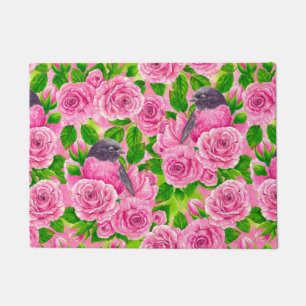Rosa Robin und Rose Fußmatte