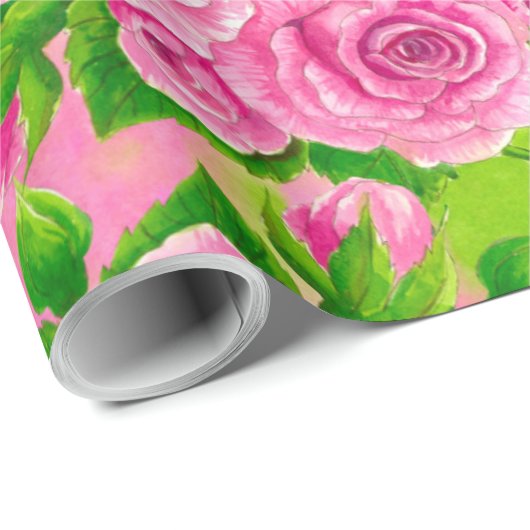 Rosa Robin und Rose Geschenkpapier (Rolleneckpunkt)