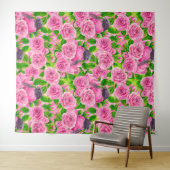 Rosa Robin und Rose Wandteppich (Beispiel (Horizontal))