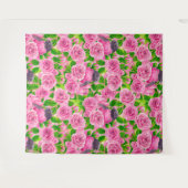 Rosa Robin und Rose Wandteppich (Vorderseite (Horizontal))