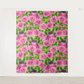 Rosa Robin und Rose Wandteppich (Vorderseite)