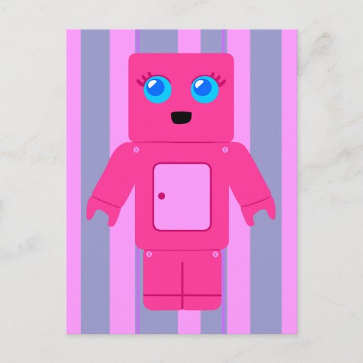 Rosa Robot Postkarte (Vorderseite)