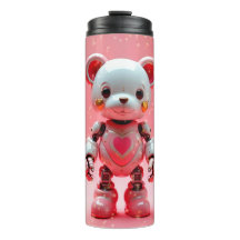 Rosa Robot-Teddybär-Valentinstags-Tumbler