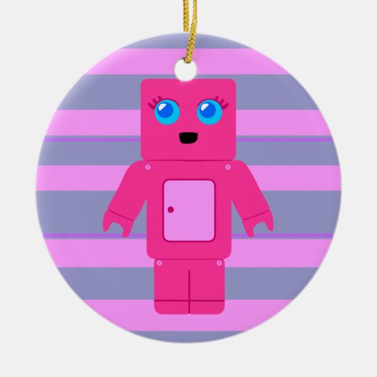 Rosa Roboter Keramikornament (Vorne)