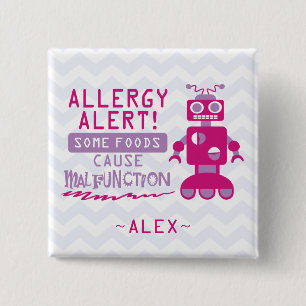 Rosa Roboter-Nahrungsmittelallergie-Alarm-Knopf Button