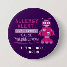 Rosa Roboter-Nahrungsmittelallergie-Alarm-Knopf Button