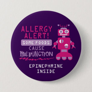 Rosa Roboter-Nahrungsmittelallergie-Alarm-Knopf Button
