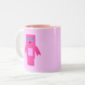 Rosa Roboter Zweifarbige Tasse (Vorderseite Links)
