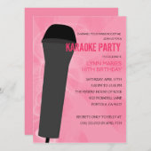 Rosa Rock Out Karaoke Geburtstagsparty Einladung (Vorne/Hinten)