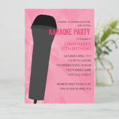 Rosa Rock Out Karaoke Geburtstagsparty Einladung (Stehend Vorderseite)