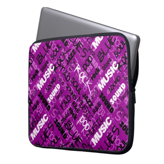 Rosa Rock Pop R & B Musik Text - Schreibtischschla Laptopschutzhülle (Vorderseite Links)