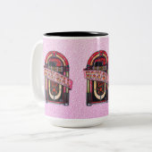 Rosa Rock & Roll Juke Box Retro Tasse (Vorderseite Links)