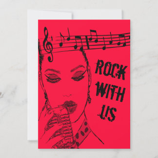 Rosa Rockabilly Diva Einladungskarten