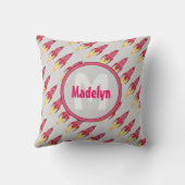 Rosa Rocket Ship Monogramm WeltraumGirls Zimmer Kissen (Rückseite)