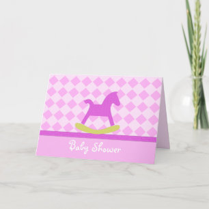 Rosa Rocking Horse Kinderdusche Einladung