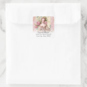 Rosa Rococo-Adresse Quadratischer Aufkleber (Tasche)