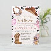 Rosa Rodeo Western Cowgirl Kinderdusche Einladung (Stehend Vorderseite)