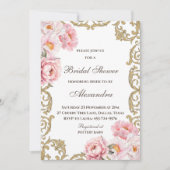 Rosa Rokoko Vintag Peony Brautparty Einladung (Vorderseite)