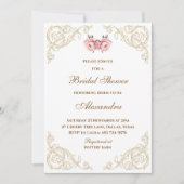 Rosa Rokoko Vintag Peony Brautparty Einladung (Vorderseite)
