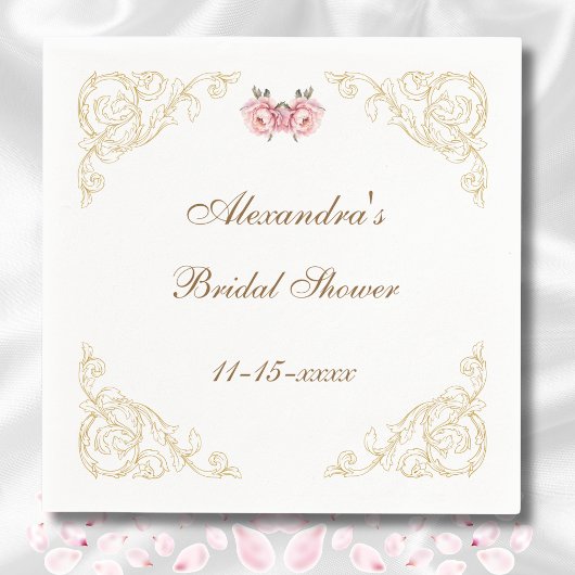 Rosa Rokoko Vintag Peony Brautparty Serviette
