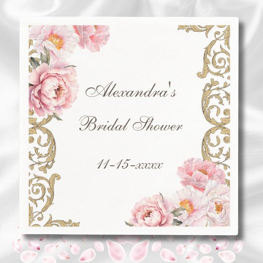 Rosa Rokoko Vintag Peony Brautparty Serviette