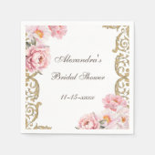 Rosa Rokoko Vintag Peony Brautparty Serviette (Vorderseite)