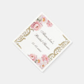 Rosa Rokoko Vintag Peony Brautparty Serviette (Ecke)