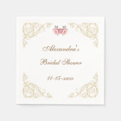 Rosa Rokoko Vintag Peony Brautparty Serviette (Vorderseite)