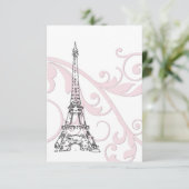 Rosa Rollen und Eiffelturm Einladung (Stehend Vorderseite)