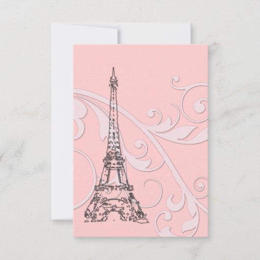 Rosa Rollen und Eiffelturm Einladung (Vorderseite)