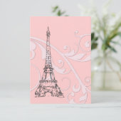 Rosa Rollen und Eiffelturm Einladung (Stehend Vorderseite)