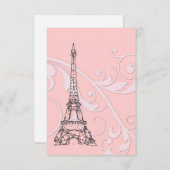 Rosa Rollen und Eiffelturm Einladung (Vorne/Hinten)