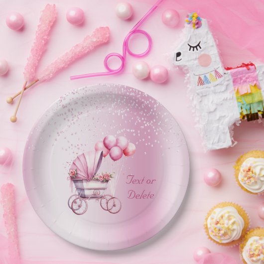 rosa Rollenpapierplatte Pappteller (Party)