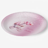 rosa Rollenpapierplatte Pappteller (Schrägansicht)