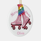 Rosa Roller Skate Girl Keramik Ornament (Rechts)