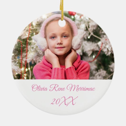 Rosa Roller Skate Girl Keramik Ornament (Hinten)