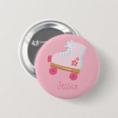 Rosa Rollerskates Knopf Button (Vorne & Hinten)