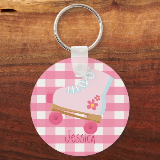 Rosa Rollerskates Schlüsselanhänger (Vorderseite)